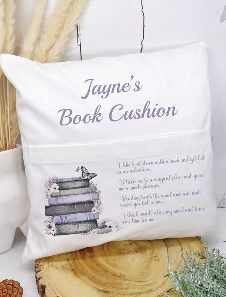 Lilac bookstack bookcushion