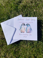 Pride penguin engagement card