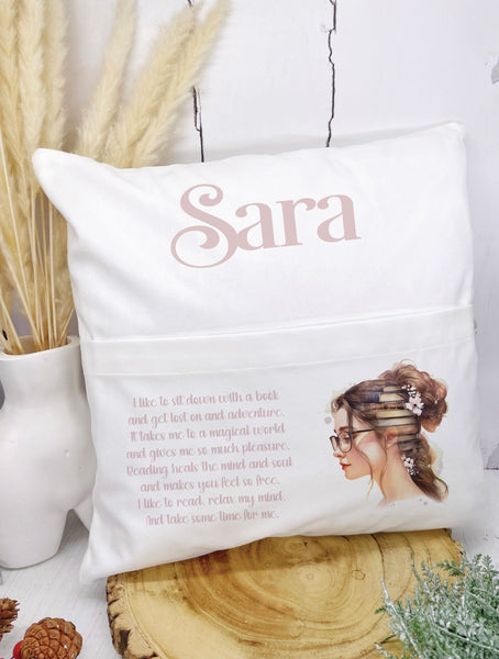 Always dreaming of books book cushion