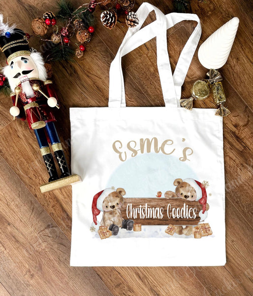 Santas beary little helpers tote bag