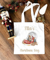 Father Christmas bear sleigh tote bag