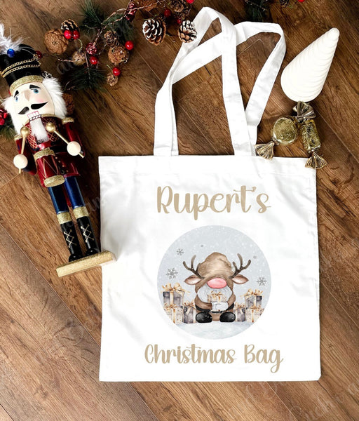 Beige reingonk Christmas tote bag