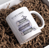 Lavender Book stack Self care mug